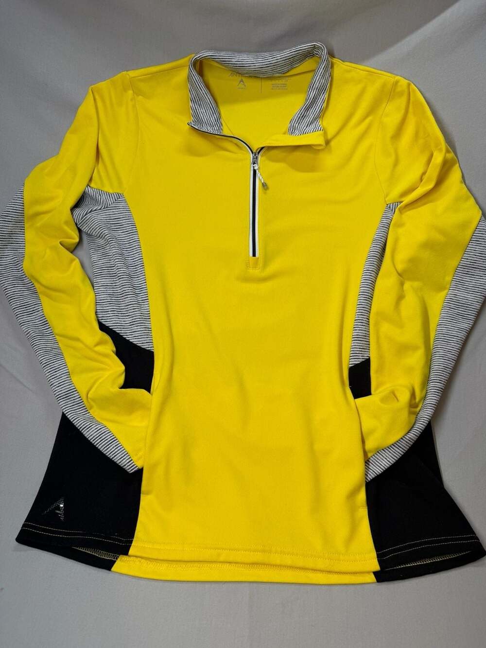 Antigua Women's Size S Yellow Black Striped Quarter Zip Pullover